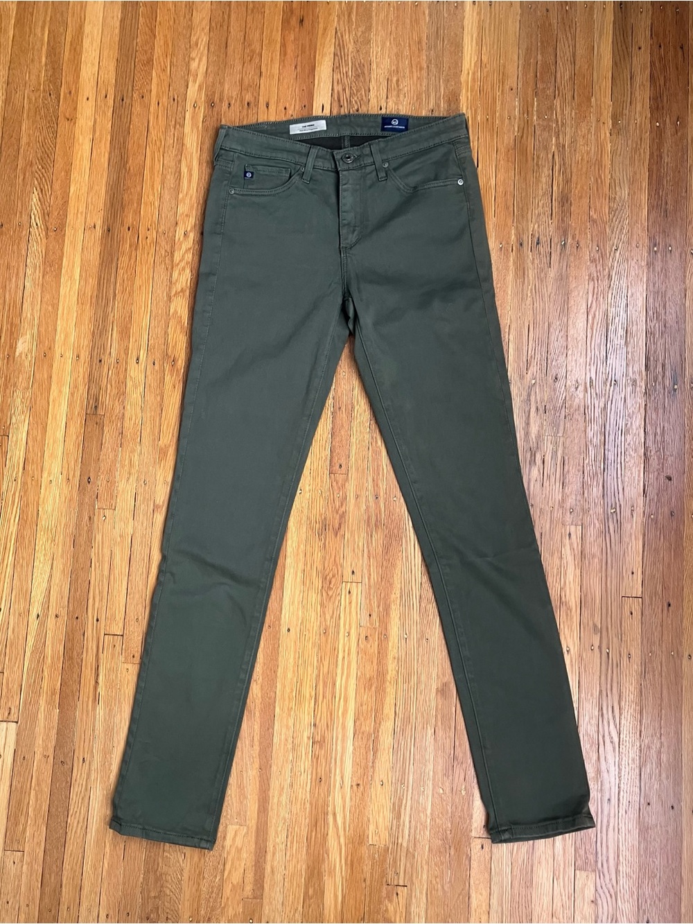 AG Adriano Goldschmied - super soft Women’s Cigarette Jeans in olive green.